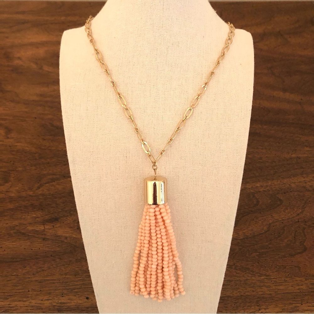 Sugarfix by BaubleBar | Gold and Peach Tassel Necklace | 36” Length